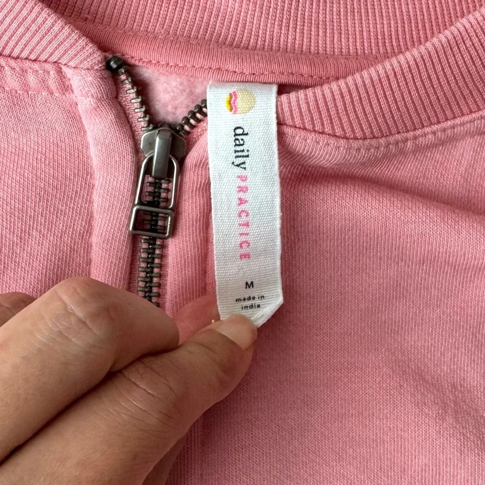 Daily Practice by Anthropologie Pink Fleece Jacket Full Zip Size Medium Like New - Picture 6 of 9